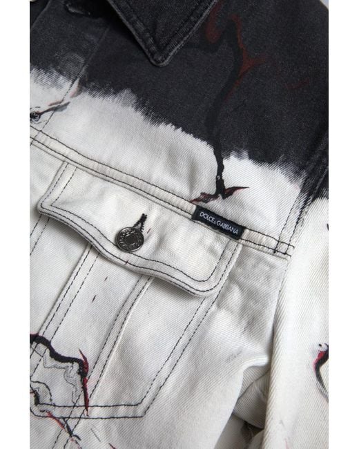 Dolce & Gabbana Black Cotton Collared Denim Jacket for men