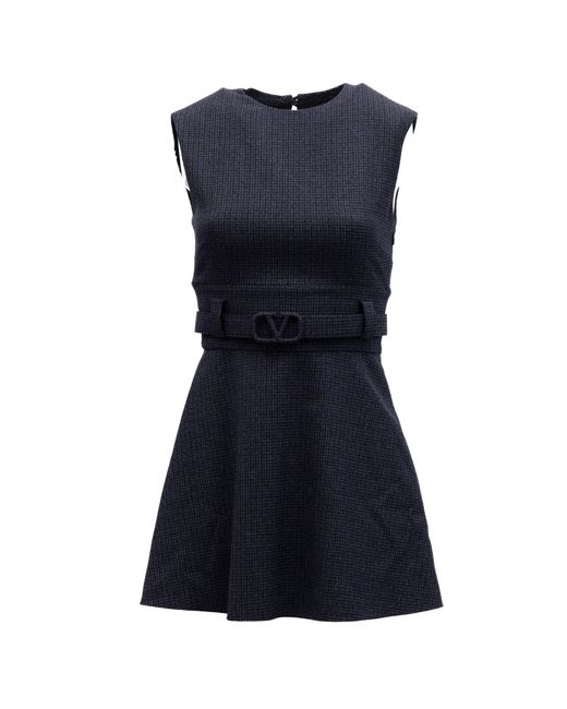 Valentino Garavani Blue Check Sleeveless Mini Dress