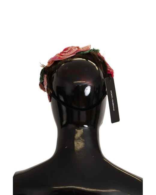 Dolce & Gabbana Black Multicolored Sequined Diadem Headband