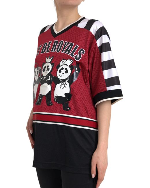Dolce & Gabbana Red Multicolor Royals Panda Oversized T