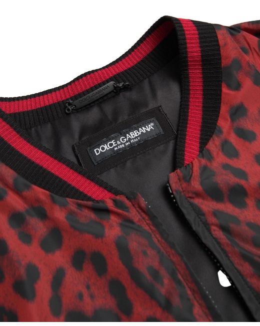 Dolce & Gabbana Red Leopard Bomber Short Coat Jacket for men