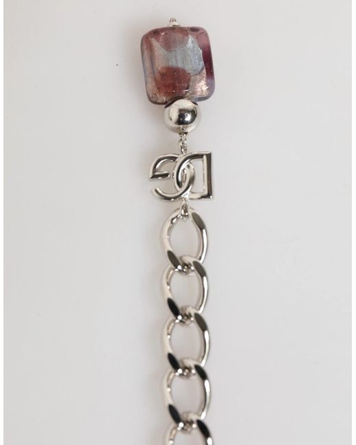 Dolce & Gabbana Metallic Murano Glass Beads Brass Zamak Necklace