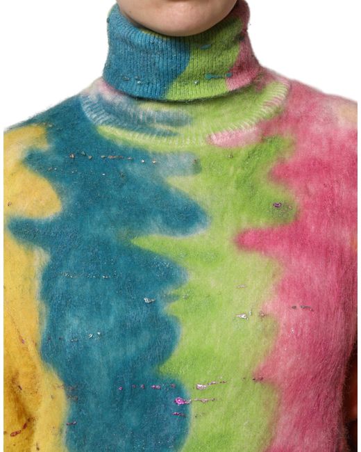 Dolce & Gabbana Multicolor Mohair Turtleneck Pullover Sweater