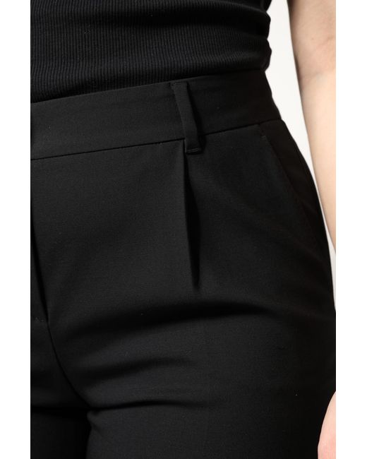 Dolce & Gabbana Black Wool High Waist Boot Cut Dress Pants
