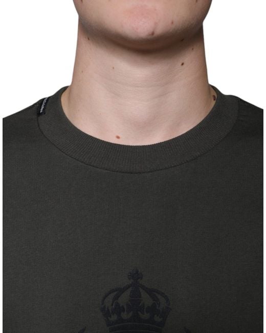 Dolce & Gabbana Black Army Dg Crown Crew Neck Pullover Sweater for men