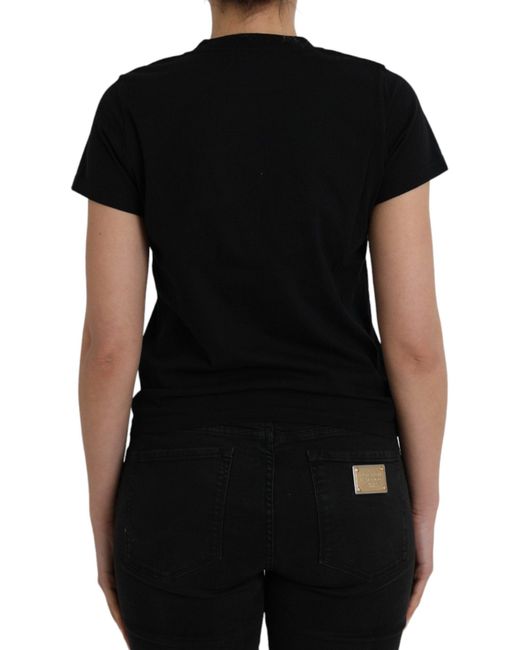 Balenciaga Black Cotton Crew Neck T-Shirt With Logo Print