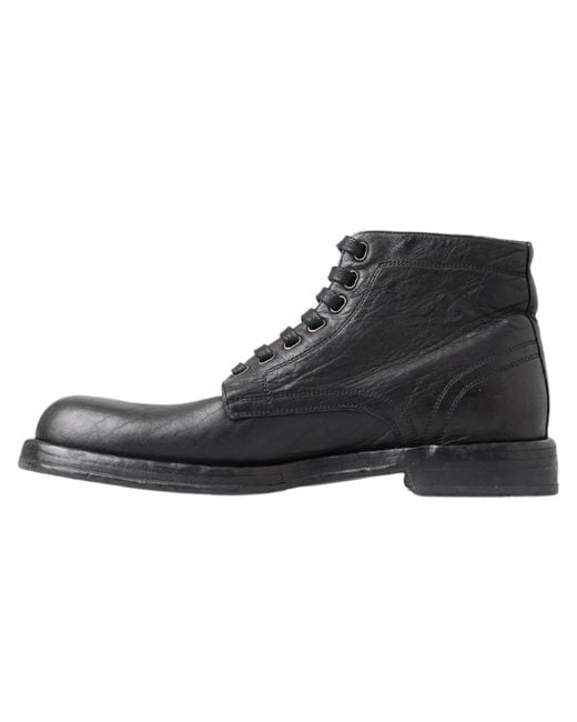 Dolce & Gabbana Black Horse Leather Perugino Boots for men