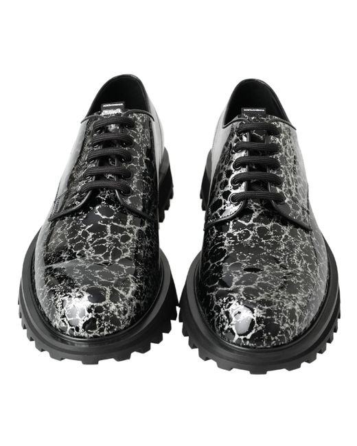 Dolce & Gabbana Black Derby Patent Leather Shoes for men