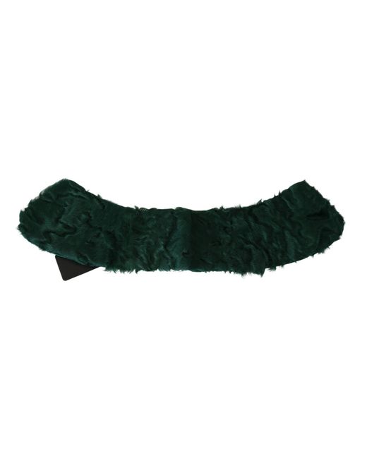 Dolce & Gabbana Black Fur Shoulder Collar Wrap Lambskin Scarf
