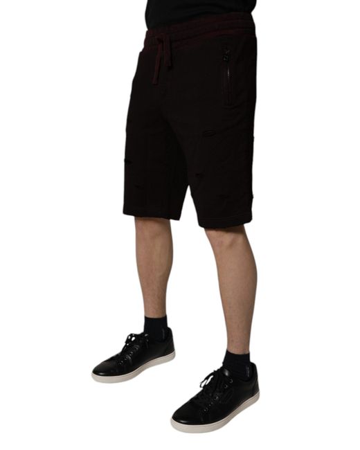 Dolce & Gabbana Black Distressed Casual Shorts for men