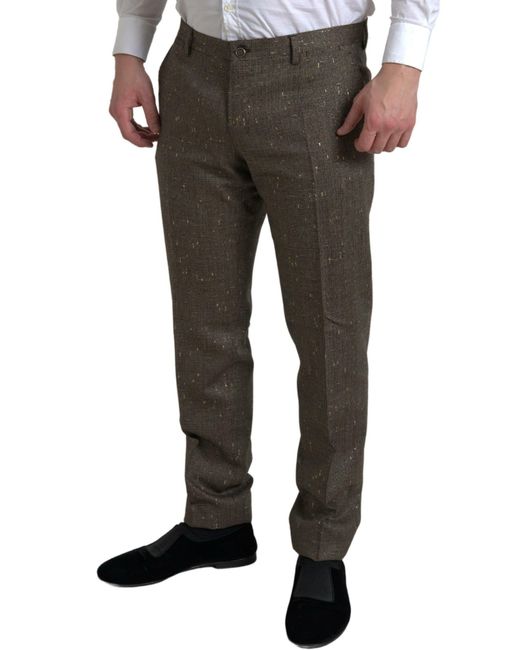 Dolce & Gabbana Gray Wool Dress Skinny Trouser Pants for men