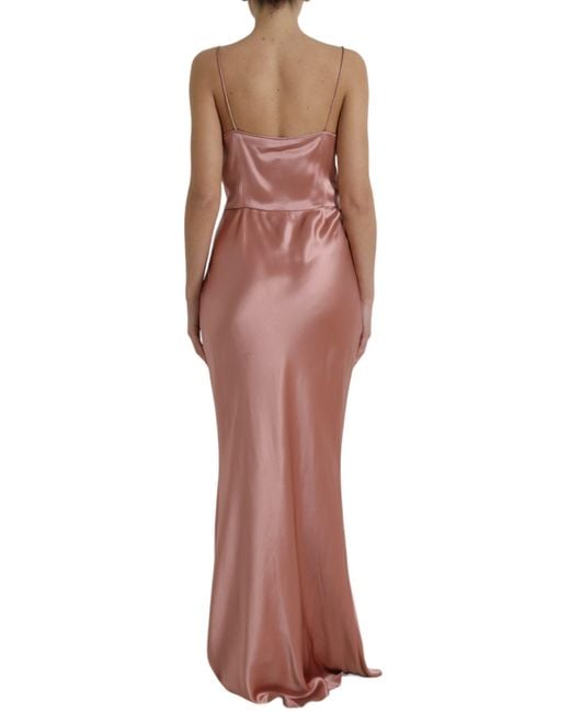 Dolce & Gabbana Red Silk Spaghetti Straps Long Gown Dress