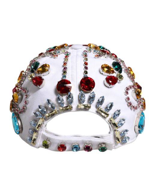 Dolce & Gabbana White Crystal Embellish Baseball Cap for men