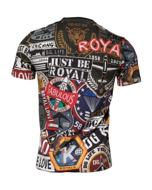 Dolce & Gabbana Black Patchwork Graphic Tee for men