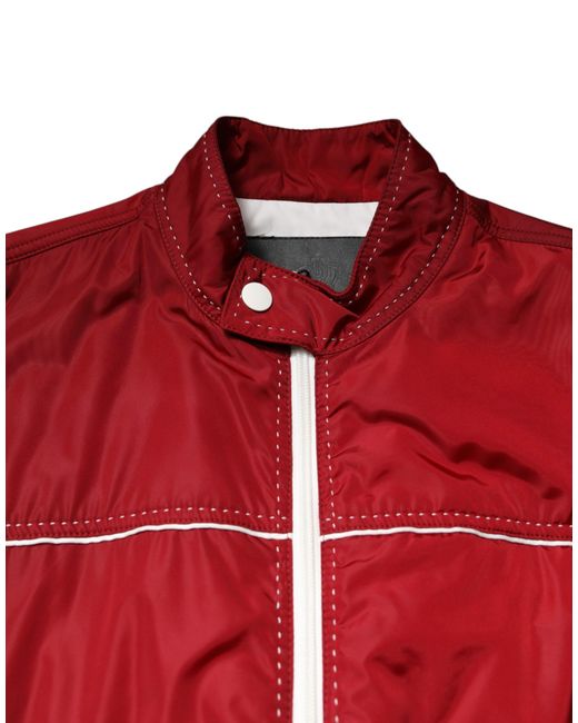 Dolce & Gabbana Red Lightweight Bomber Jacket With Contrast Stitching for men
