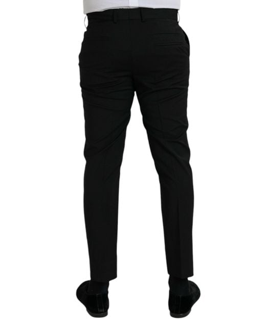 Dolce & Gabbana Black Wool Slimfit Dress Formal Pants for men