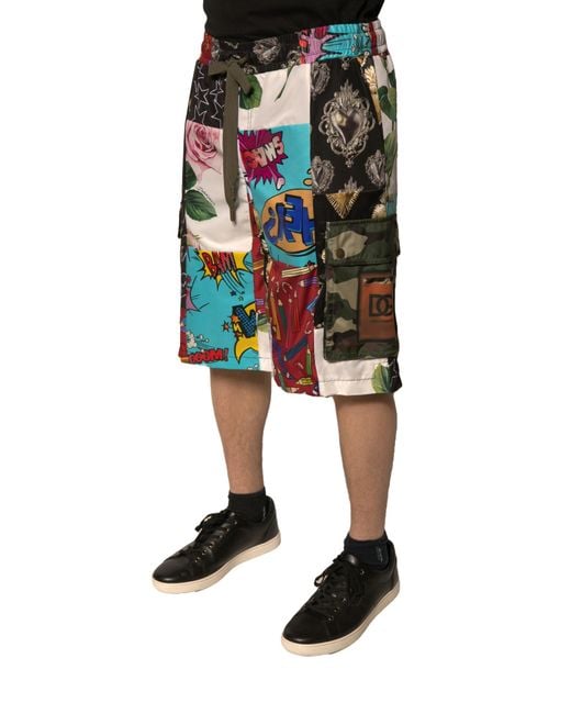 Dolce & Gabbana Black Patchwork Shorts Style for men