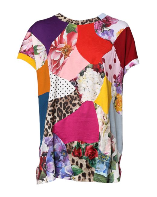 Dolce & Gabbana Pink Patchwork Short Sleeve Blouse Top