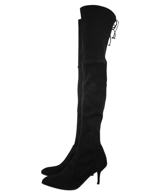 Stuart Weitzman Black Suede Solid Tiemodel Over-The-Knee Boot (Us)