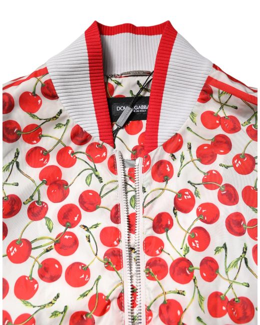 Dolce & Gabbana Red Cherry Print Bomber Jacket for men