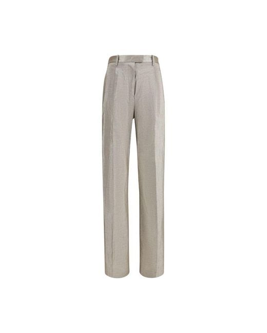 Forte_forte Gray Silver Polyester Casual Pants