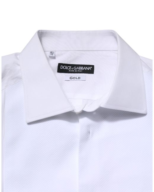Dolce & Gabbana White Silk Bib Poplin Formal Shirt for men