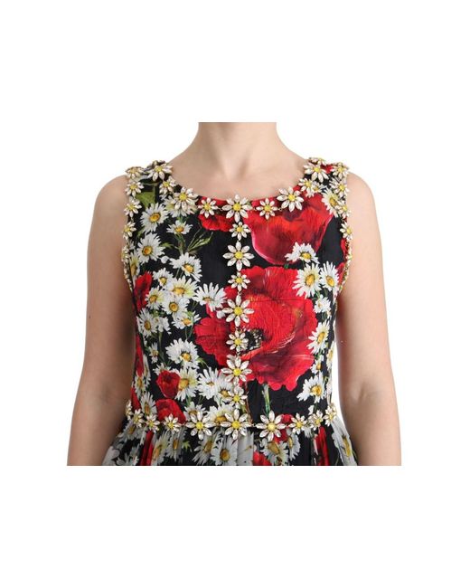 Dolce & Gabbana Multicolor Silk Floral Crystal Long Maxi Dress