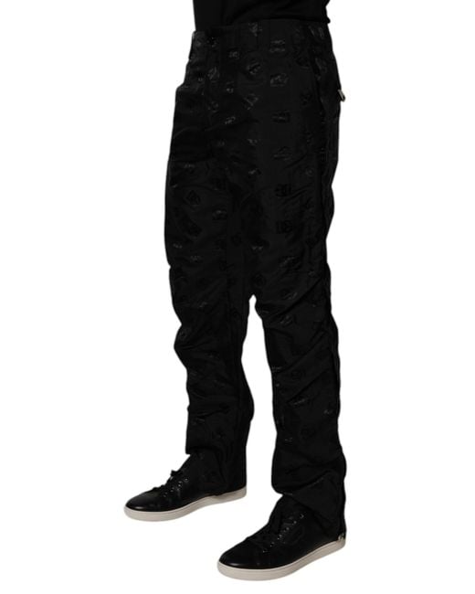 Dolce & Gabbana Black Allover Print Trousers for men