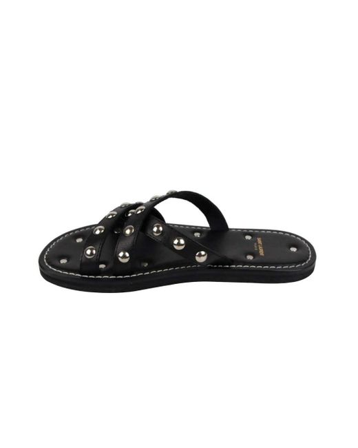 Saint Laurent Black Leather Sandal With Studs for men
