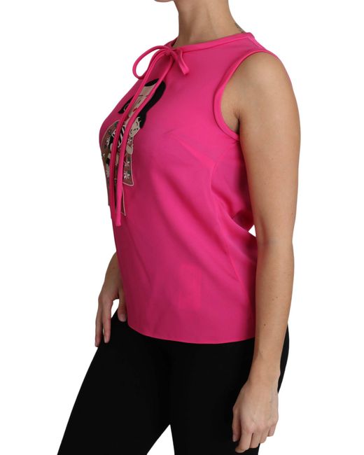 Dolce & Gabbana Pink Family Silk Tank Top Shirt