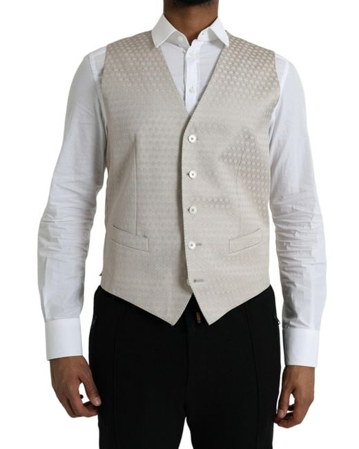 Dolce & Gabbana Gray Cotton Waistcoat Dress Formal Vest for men