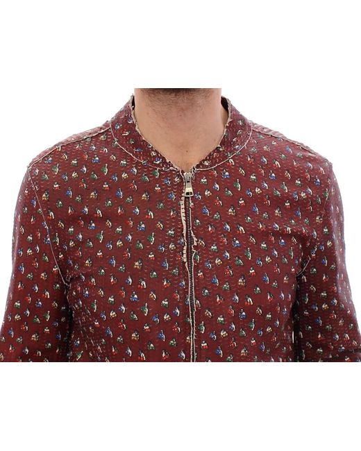 Dolce & Gabbana Red Leather Boxer Print Jacket Coat for men