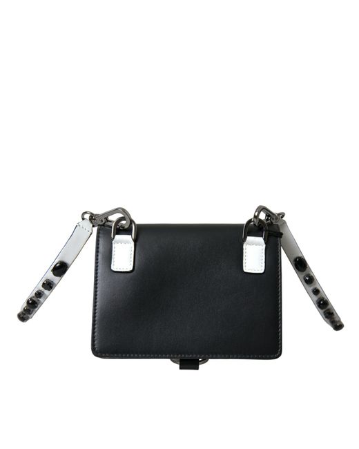 Dolce & Gabbana Black Leather Crystal Embellished Cardholder Wallet