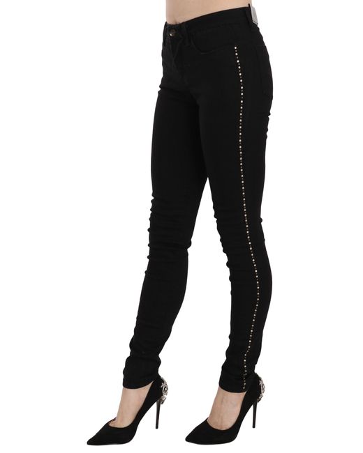 CoSTUME NATIONAL Black Embellished Mid Waist Skinny Denim Jeans