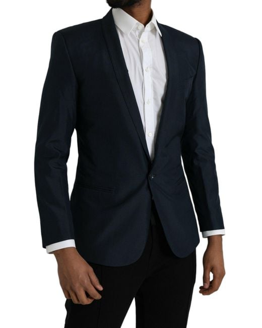 Dolce & Gabbana Black Notch Single Breasted Coat Blazer for men