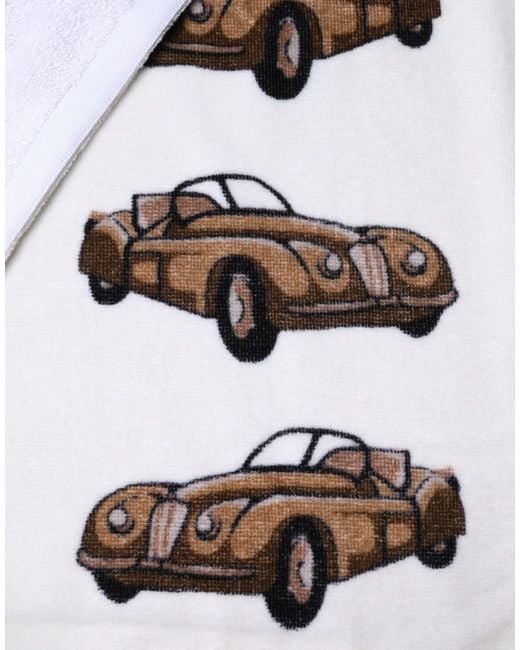 Dolce & Gabbana Black Towel Cotton Car Graphic Print 115Cm X 180Cm Beach