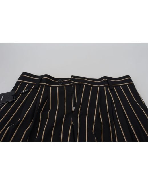 Dolce & Gabbana Black Striped Cotton Stretch Pants for men