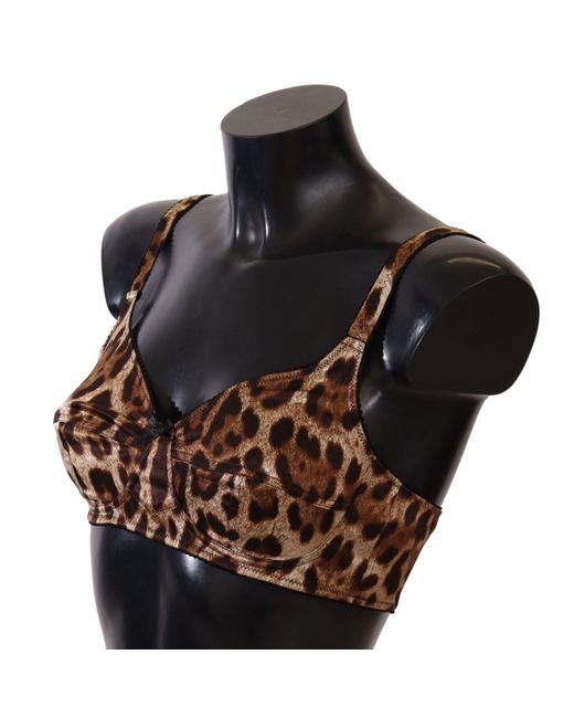 Dolce & Gabbana Black Elegant Silk Leopard Print Bra