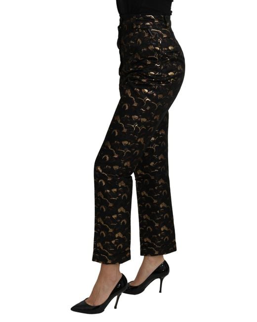 Dolce & Gabbana Black Gold Brocade High Waist Pants