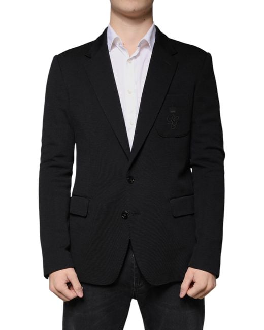 Dolce & Gabbana Black Wool Single Breasted Formal Blazer for men