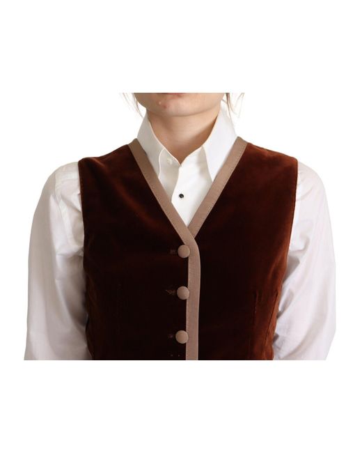 Dolce & Gabbana Multicolor Elegant Bordeaux Velvet Sleeveles Top