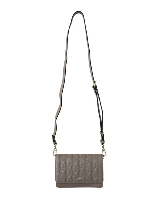 Karl Lagerfeld Light Grey Leather Crossbody Bag