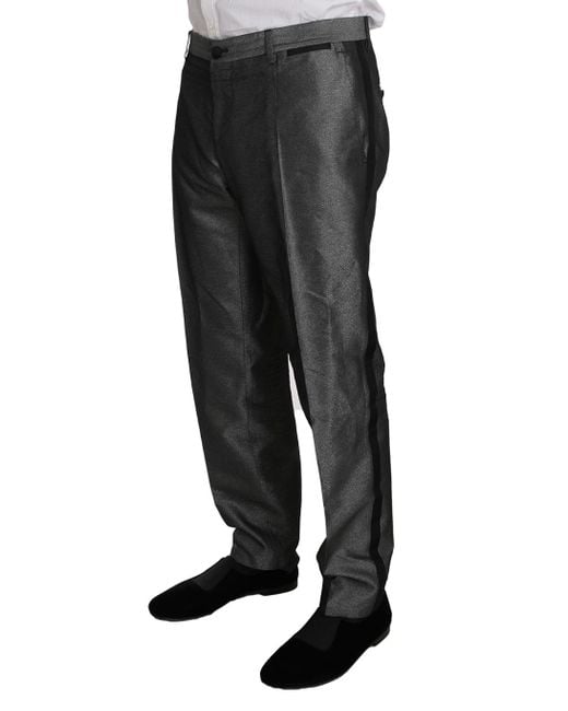 Dolce & Gabbana Black Grey Patterned Martini Piece Suit for men