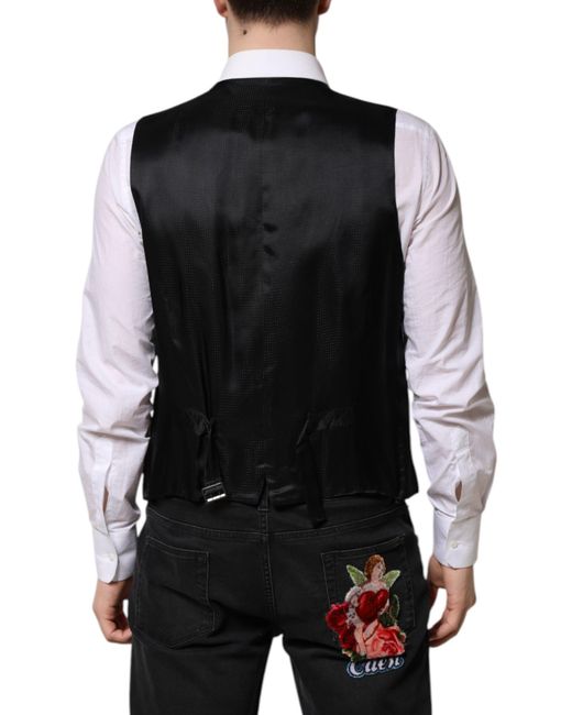 Dolce & Gabbana Blue Sequined Dress Formal Waistcoat Vest for men