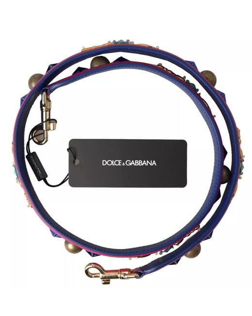Dolce & Gabbana Blue Exotic Leather Studded Shoulder Strap Accessory