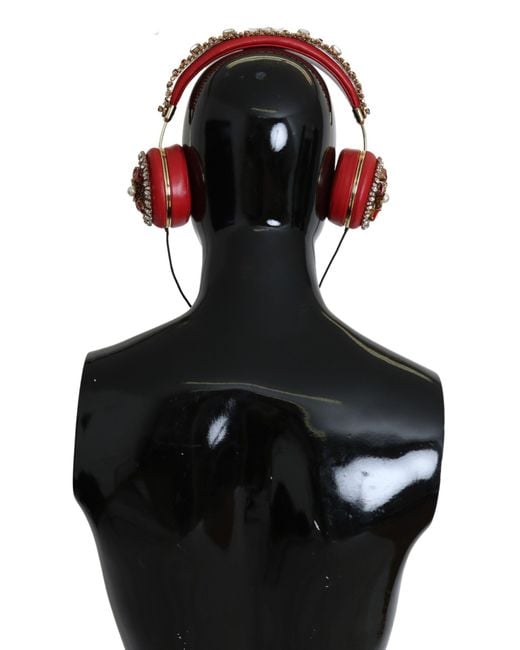 Dolce & Gabbana Black Frends Leather Floral Crystal Headset Headphones