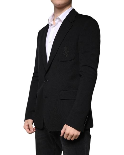 Dolce & Gabbana Black Wool Single Breasted Formal Blazer for men
