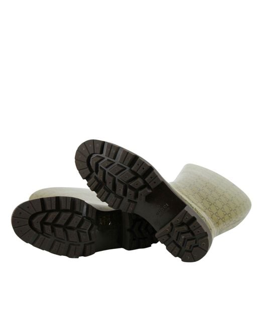 Gucci Green Ssima Pattern Rubber Rain Boots