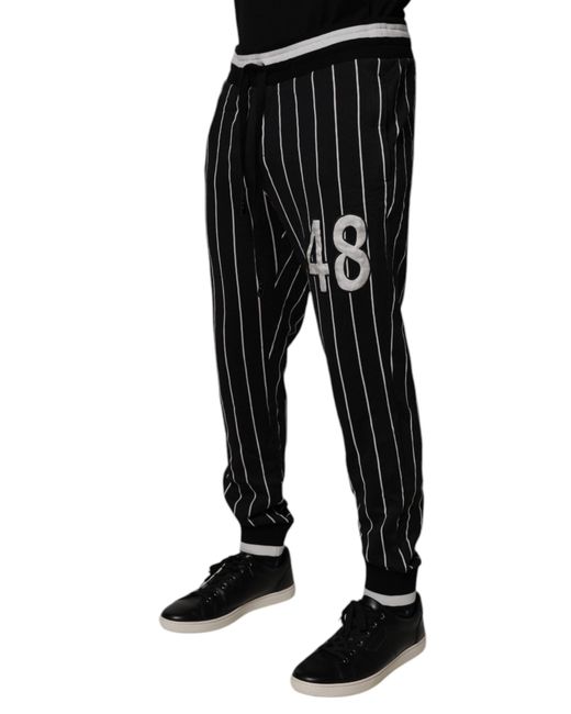 Dolce & Gabbana Black Stripes Jogger Sweatmen's Pants for men