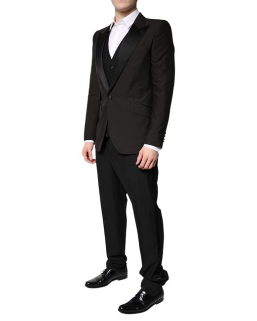 Dolce & Gabbana Black Single Breasted Formal 3 Piece Suit for men